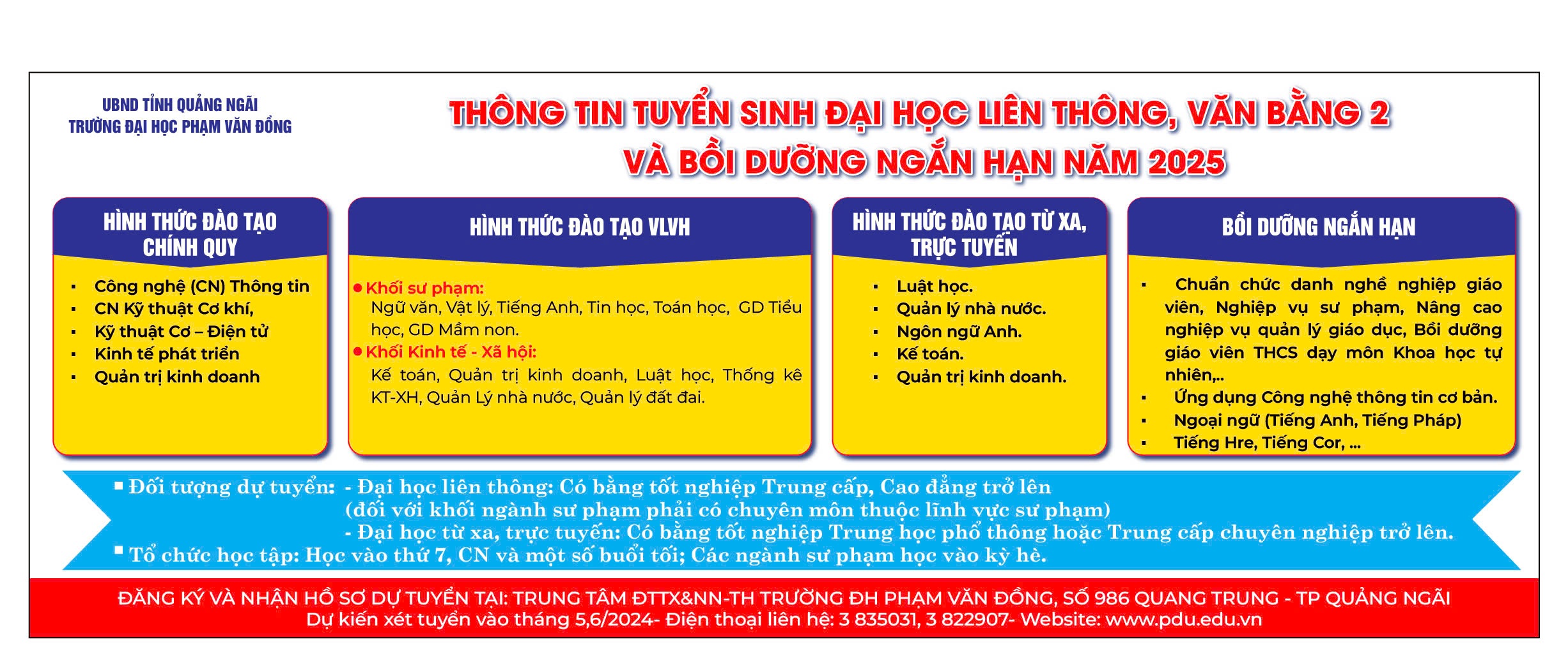Thông báo tuyển sinh Đại học liên thông và Bồi dưỡng ngắn hạn năm 2025