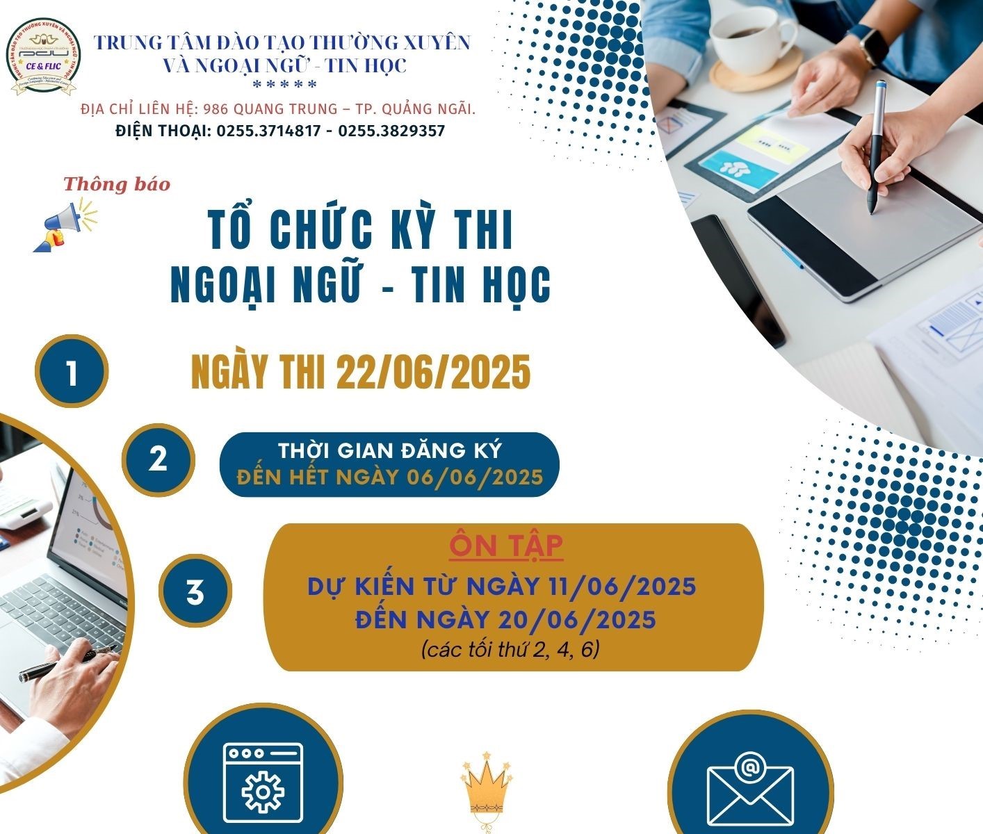 Thông báo thi Ngoại ngữ - Tin học kỳ thi ngày 22/06/2025